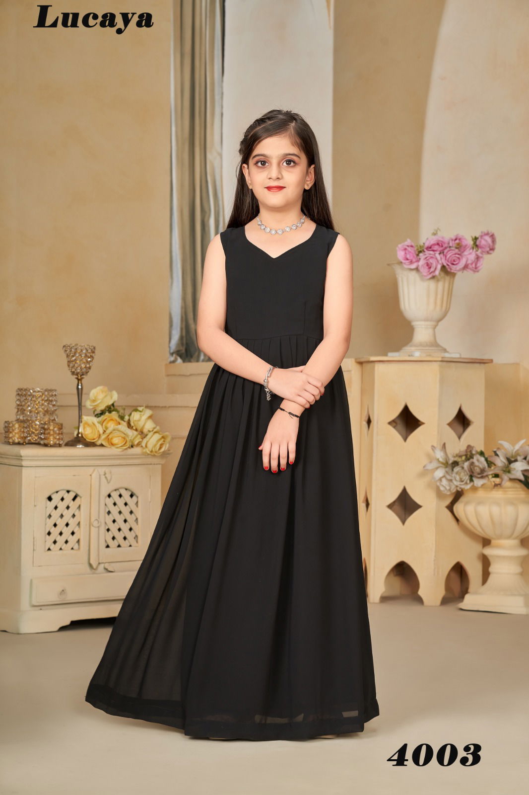 Jenny Vol 4 By Lucaya 4001 To 4003 Kids Wear Muslin Digital Printed Girls Gown Wholesale Shop In Surat

